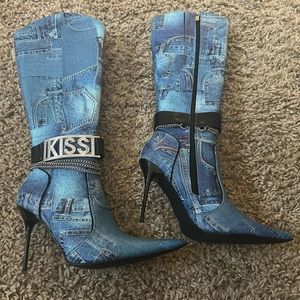 Denim boots